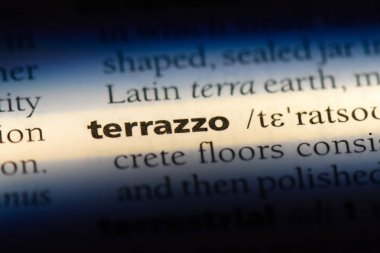bir sözlüğü'ndeki Terrazzo sözcüğü. Terrazzo kavramı.