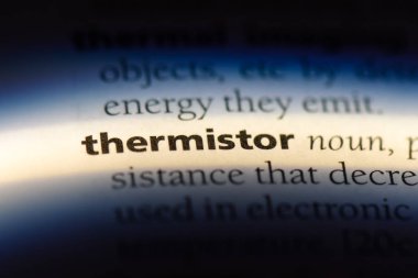 thermistor word in a dictionary. thermistor concept. clipart