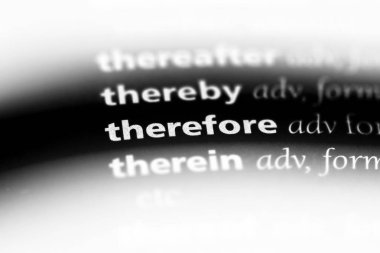 therefore word in a dictionary. therefore concept. clipart