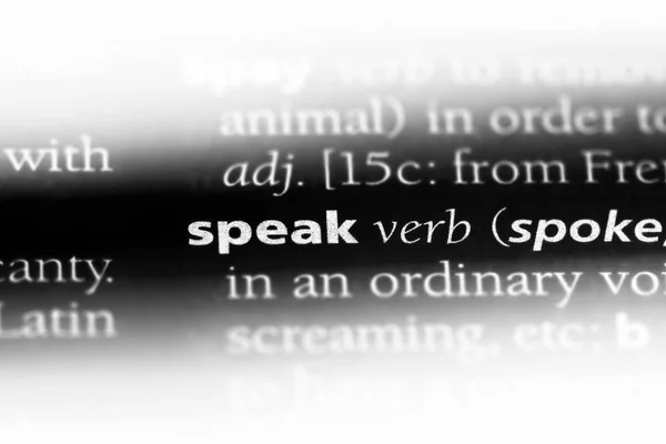 speak word in a dictionary. speak concept.