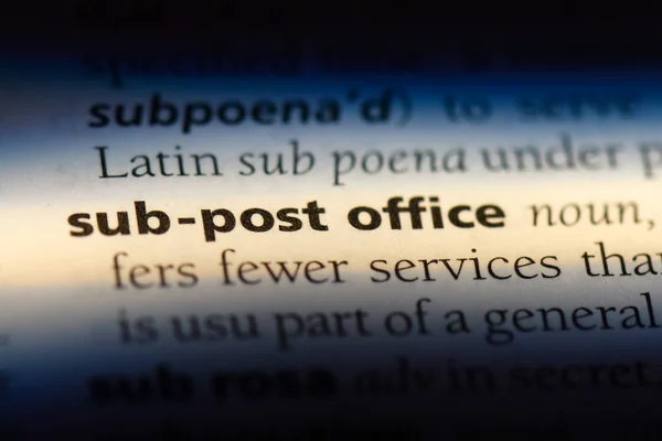 sub post office word in a dictionary. sub post office concept.