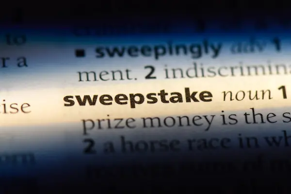 Palavra Sweepstake Dicionário Conceito Sorteio — Fotografia de Stock
