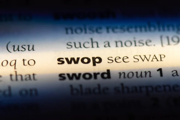 Swop 词典中的单词 Swop — 图库照片