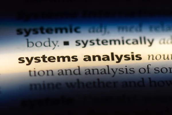 Ανάλυση Συστημάτων Λέξη Ένα Λεξικό Ανάλυση Συστημάτων Έννοια — Φωτογραφία Αρχείου