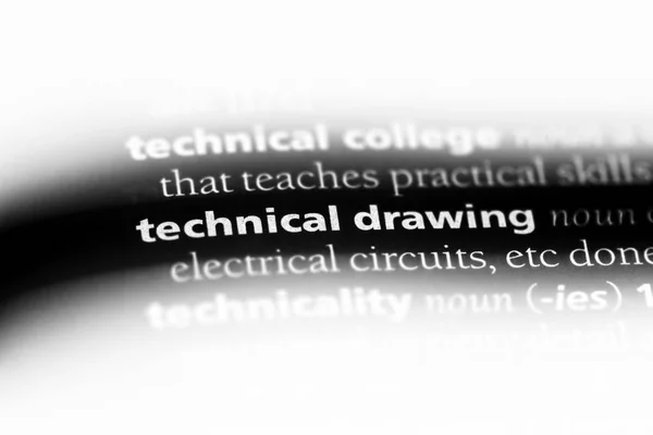 technical drawing word in a dictionary. technical drawing concept.