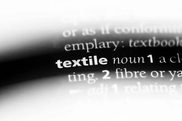 Palavra Têxtil Dicionário Conceito Têxtil — Fotografia de Stock