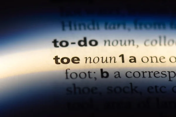 Toe Λέξη Ένα Λεξικό Toe Έννοια — Φωτογραφία Αρχείου