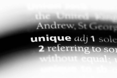 benzersiz tek kelimeyle bir sözlük. eşsiz konsepti.