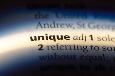 benzersiz tek kelimeyle bir sözlük. eşsiz konsepti.