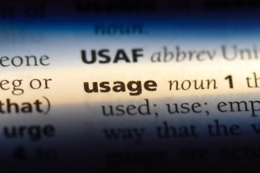 Kullanım Word'de bir sözlük. kullanım konsepti.