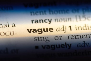 bir sözlük belirsiz Word'de. belirsiz kavram.