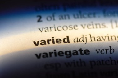 çeşitli sözcük sözlüğe. çeşitli kavramı.