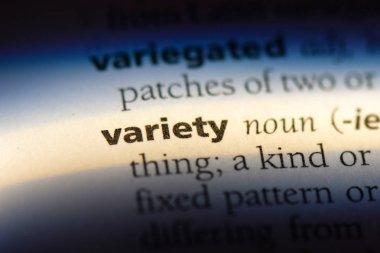 bir sözlüğü'ndeki çeşitli sözcüğü. çeşitli kavramı.