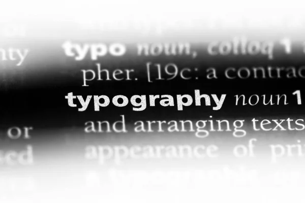 Typographie Mot Dans Dictionnaire Concept Typographie — Photo