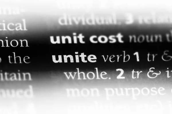 Förena Ordet Ordbok Unite Koncept — Stockfoto