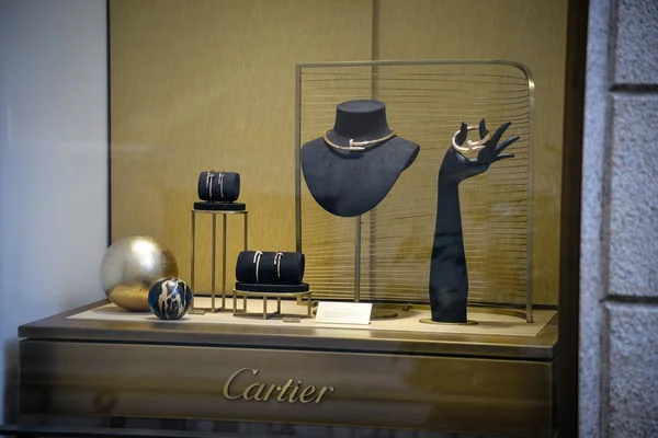 Milão Itália Setembro 2018 Cartier Store Milan Área Montenapoleone Moda — Fotografia de Stock