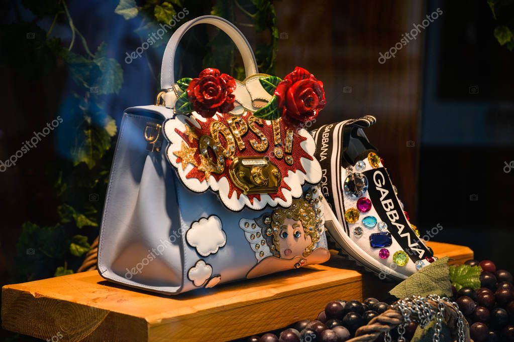 Milan, Italy - September 21, 2018: Dolce Gabbana store in Milan. Montenapoleone area. Fashion week Dolce Gabbana