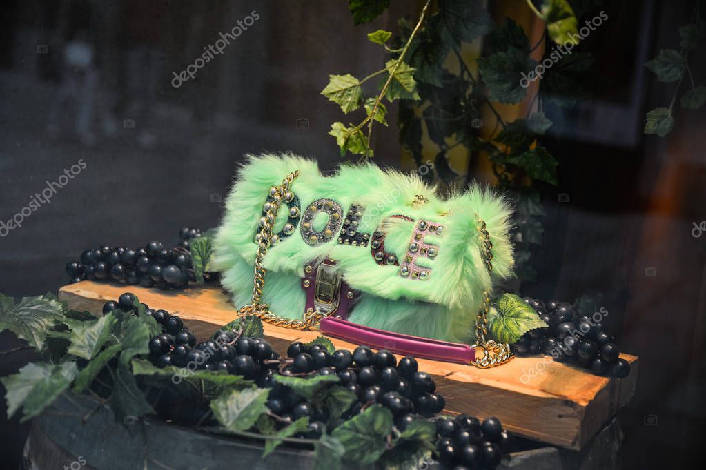 Milan, Italy - September 21, 2018: Dolce Gabbana store in Milan. Montenapoleone area. Fashion week Dolce Gabbana shopping.