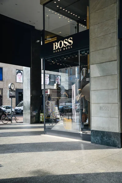 Milán Itálie Září 2018 Hugo Boss Store Miláně Montenapoleone Oblast — Stock fotografie