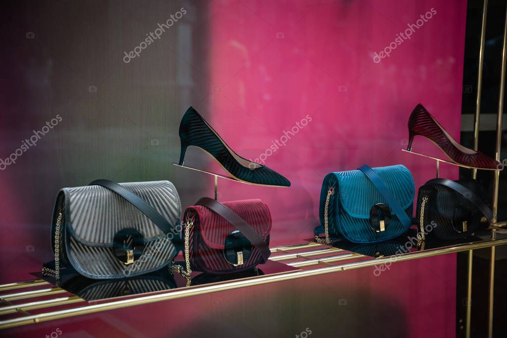 Milan, Italy - September 21, 2018: Giorgio Armani store in Milan. Montenapoleone area. Fashion week Giorgio Armani shopping.