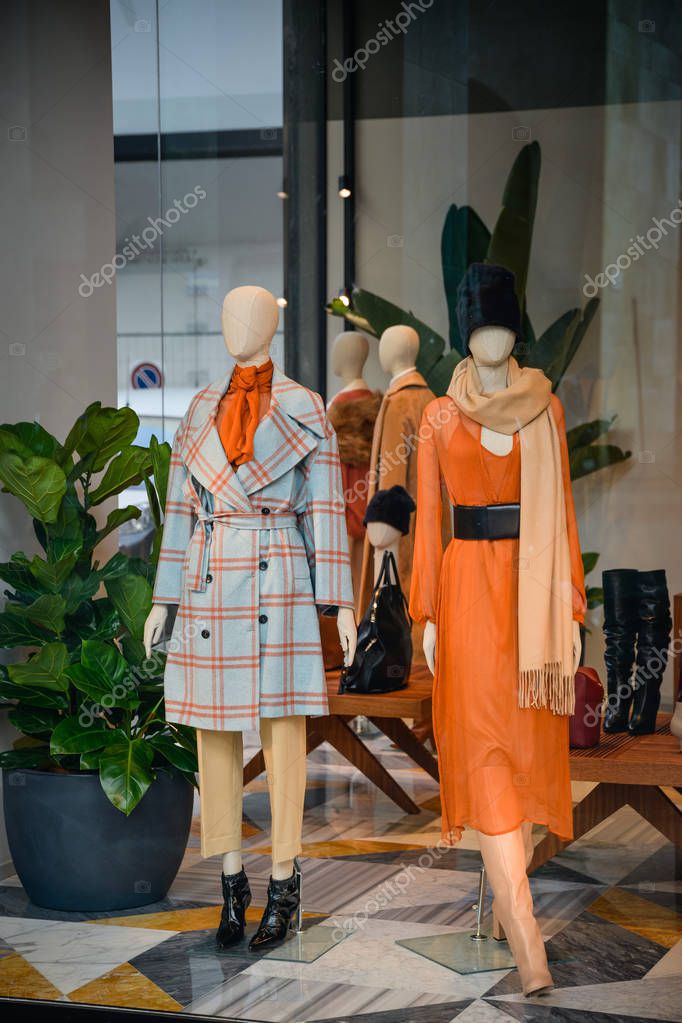 Milan, Italy - September 21, 2018: Liviana Conti store in Milan. Montenapoleone area. Fashion week Liviana Conti shopping.