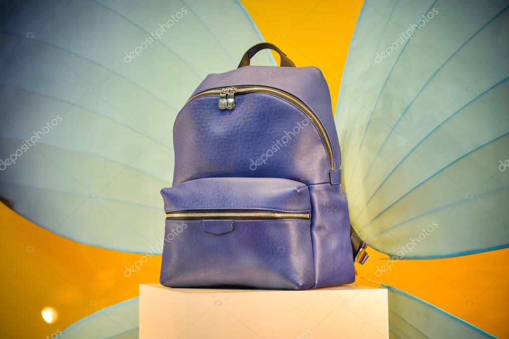 Milan, Italy - September 21, 2018: Louis Vuitton store in Milan. Montenapoleone area. Fashion week Louis Vuitton shopping.