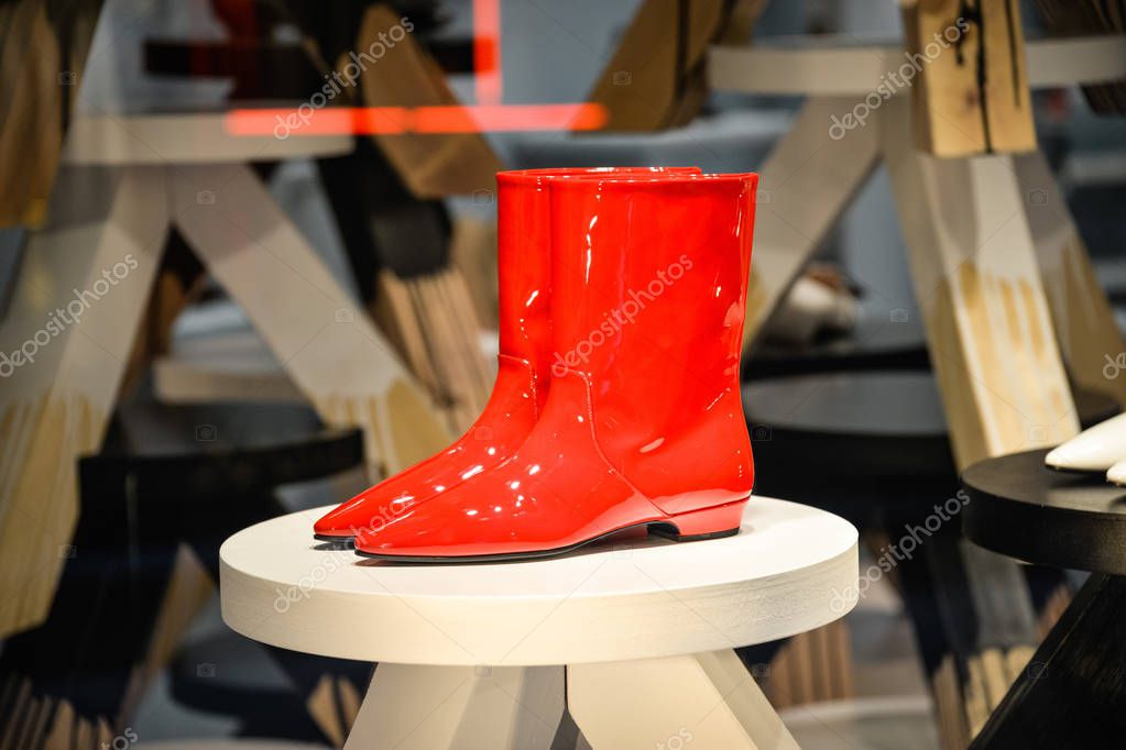 Milan, Italy - September 21, 2018: Miu Miu store in Milan. Montenapoleone area. Fashion week Miu Miu shopping.