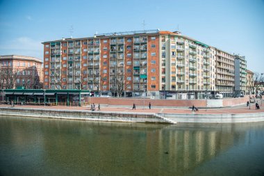 Milan, İtalya - 27 Şubat 2017: Darsena Manzarası - Navigli