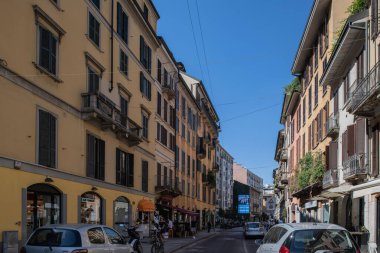 Milan, İtalya - 30 Haziran 2019: İtalyan Sokağı manzarası