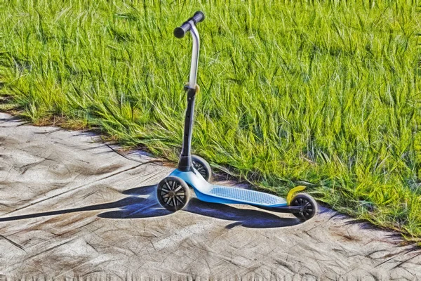 Scooter Pour Enfants Dans Nature Verte — Photo
