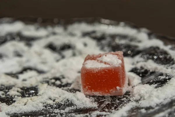 Närbild Traditionella Turkish Delight Tallrik — Stockfoto