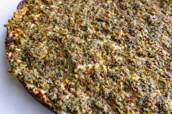 Close Traditional Turkish Flavor Lahmacun — Stock Photo, Image