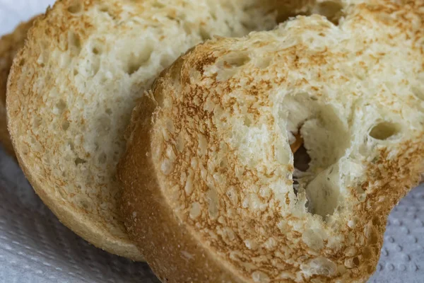 Cerrar Rebanadas Pan Tostado Plato — Foto de Stock