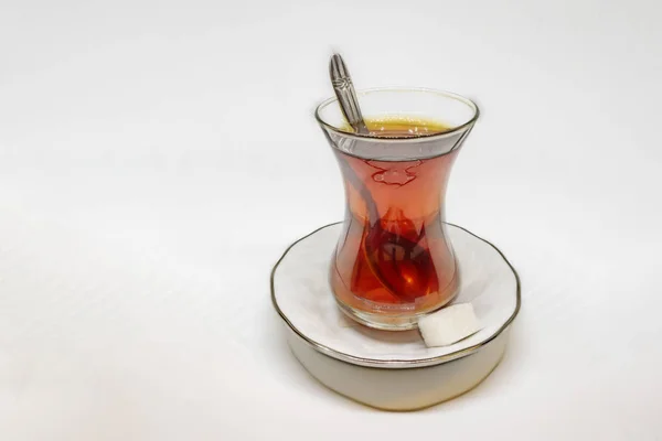 Bebida Tradicional Turca Chá Turco Copo Vidro — Fotografia de Stock