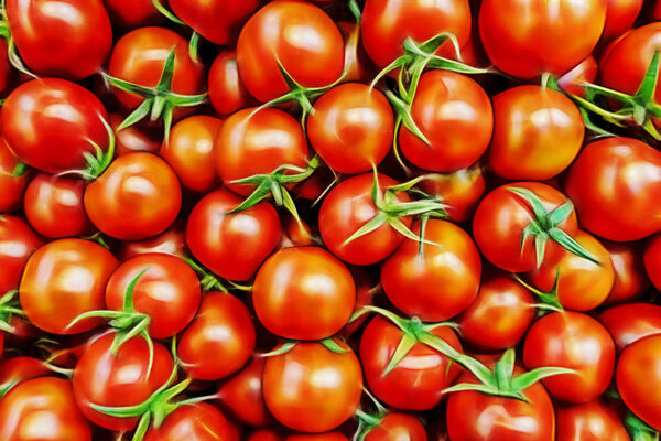 close up cherry tomatoes in greeengrocer