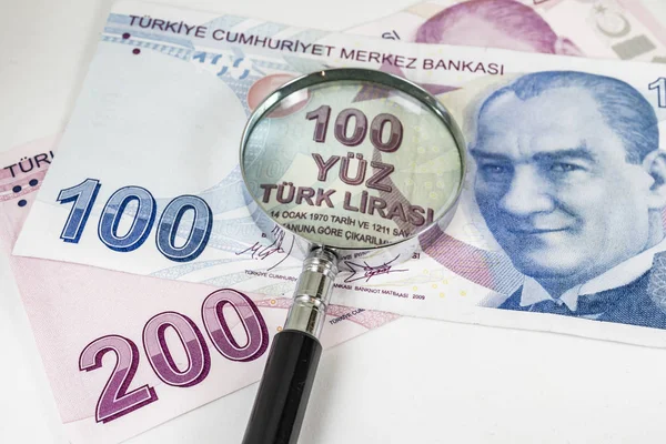 Close Van Turkse Lirabankbiljetten Munten Circulaton — Stockfoto