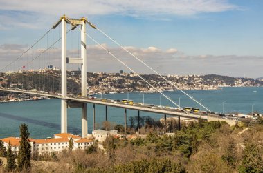 nakkastepe, istanbul, Türkiye-Mart 3,2019.cityscape Boğaz manzaralı ve 15 Temmuz Köprüsü'nden istanbul'nakkastepe Parkı Şehitler