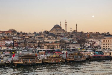 Eminönü, istanbul, Türkiye-Mart 22,2019. Cityscape ve eski şehir istanbul'dan sabahın erken saatlerinde görüntülemek