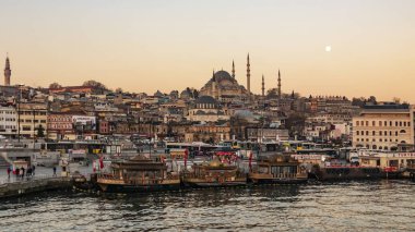 Eminönü, istanbul, Türkiye-Mart 22,2019. Cityscape ve eski şehir istanbul'dan sabahın erken saatlerinde görüntülemek