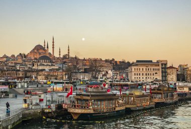 Eminönü, istanbul, Türkiye-Mart 22,2019. Cityscape ve eski şehir istanbul'dan sabahın erken saatlerinde görüntülemek