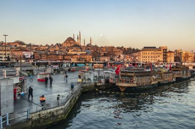 Eminönü, istanbul, Türkiye-Mart 22,2019. Cityscape ve eski şehir istanbul'dan sabahın erken saatlerinde görüntülemek