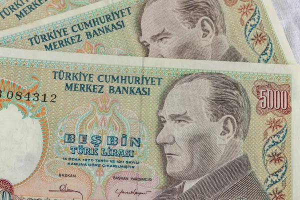 Close Old Turkish Lira Banknotes — Stock Photo, Image
