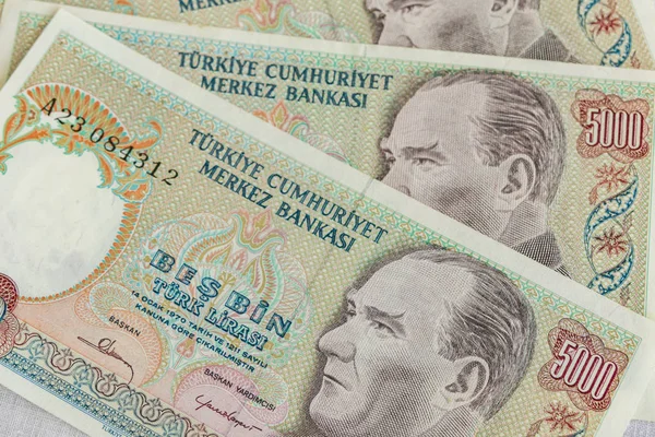 Menutup Uang Kertas Turkish Lira Tua — Stok Foto