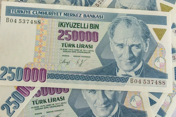 Close Van Oude Turkse Lire Bankbiljetten — Stockfoto