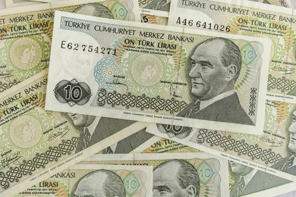 Cerrar Viejos Billetes Lira Turca — Foto de Stock