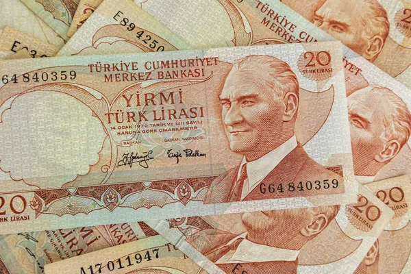 Close Old Turkish Lira Banknotes — Stock Photo, Image