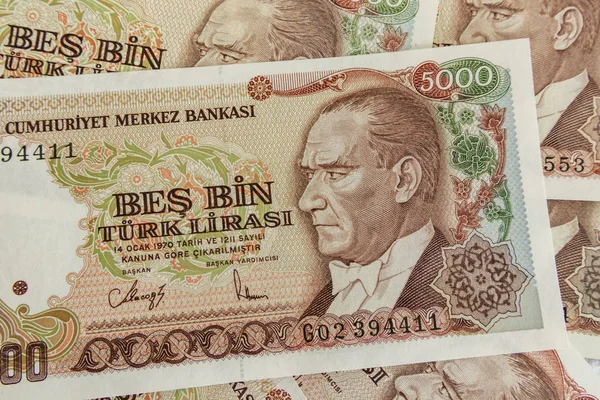 Alte Türkische Lira Banknoten Schließen — Stockfoto