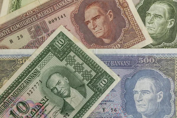 Chiudere Vecchie Banconote Lira Turca — Foto Stock