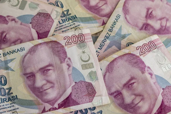 Zweihundert Türkische Lira Banknoten Umlauf — Stockfoto