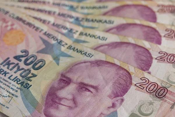 关闭200土耳其里拉钞票流通 — 图库照片